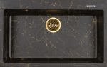 سینک دستساز گرانیتی زیلبر مستطیلی کد 80 رنگ مشکی طلایی طرح مرمر ماربل