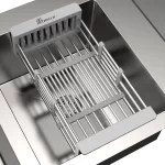 سینک ظرفشویی روکار استیل بیمکث دو لگن عمق 20 سانتیمتر بیمکث مدل BS 939