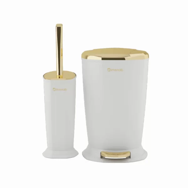 سطل زباله پدالی ایمن آب مدل ونیز رنگ سفید طلایی