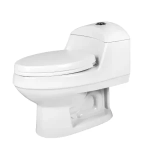 توالت فرنگی یک تکه مروارید ، توالت فرنگی زمینی سفید مروارید مدل الگانت 67 از نمای بغل