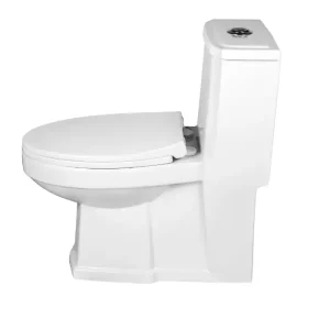 توالت فرنگی 1 تکه زمینی ،توالت فرنگی مروارید محصول چینی مروارید مدل رومینا 69 از نمای بغل