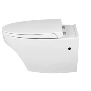 توالت فرنگی دیواری و والهنگ مروارید مدل مگا 57 رنگ سفید ازنمای بغل