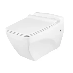 توالت فرنگی دیواری و والهنگ مروارید مدل کاتیا 56 رنگ سفید از نمای بغل