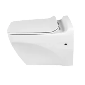 توالت فرنگی دیواری و والهنگ مروارید مدل کاتیا 56 رنگ سفید از نمای بغل